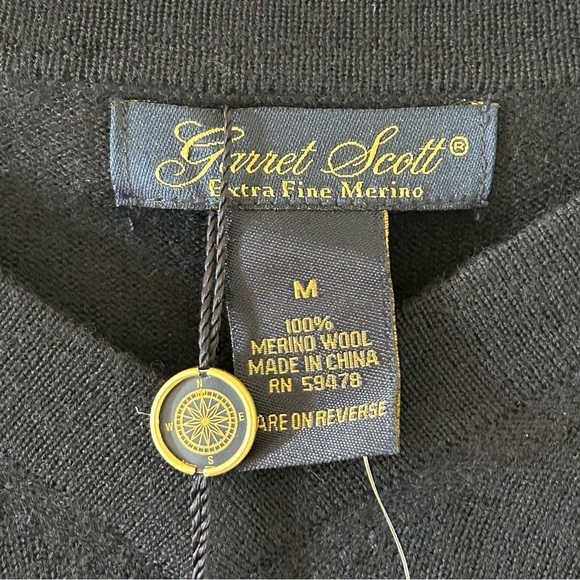 Garret Scott Men’s Merino Wool Sweater Medium NWT Navy Blue Stretchy Work Dressy - Picture 4 of 7